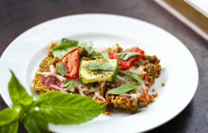 zucchini and tomato whole foods plant-based pizza