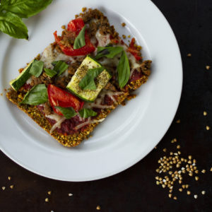 zucchini and tomato whole foods plant-based pizza