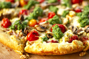 tofu ricotta grilled veggie pizza with herbed crust