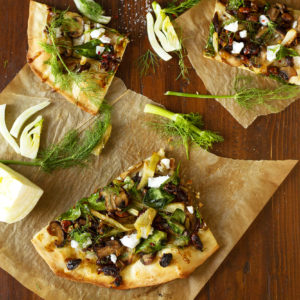 Mushroom & Fennel Pizza with a Spicy Pistachio Agave Balsamic Glaze
