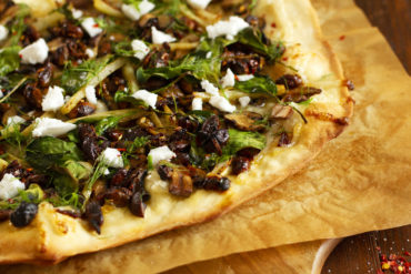Mushroom & Fennel Pizza with a Spicy Pistachio Agave Balsamic Glaze