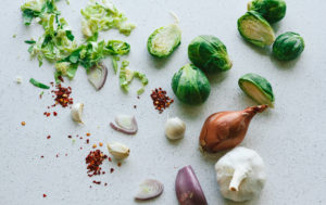 Roasted Brussels Sprouts and Vegan Salami Pizza