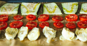 Eggplant, Artichoke, and Tomato Bread Pizza