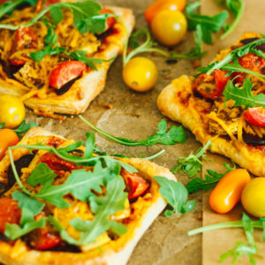 Bacon and Tofu Egg Breakfast Pizza