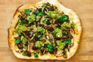 Chipotle Mushroom and Guacamole Pizza