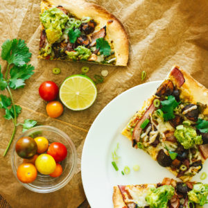 Chipotle Mushroom and Guacamole Pizza
