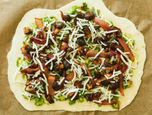 Chipotle Mushroom and Guacamole Pizza