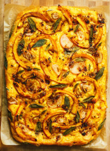 Pumpkin Focaccia with Garlic Chili Oil