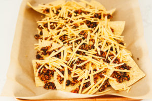 Vegan Sheet Pan Nachos with Quinoa Black Bean Taco Meat