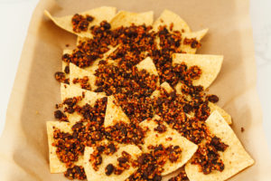 Vegan Sheet Pan Nachos with Quinoa Black Bean Taco Meat