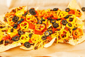 Vegan Sheet Pan Nachos with Quinoa Black Bean Taco Meat