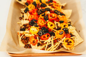 Vegan Sheet Pan Nachos with Quinoa Black Bean Taco Meat