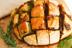 Pesto Stuffed Garlic Bread