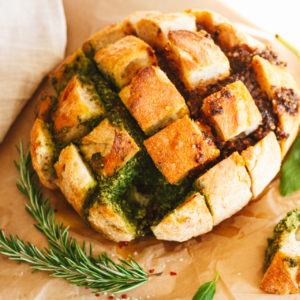 Pesto Stuffed Garlic Bread