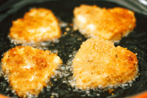 Crispy Tofu Hearts with Beet Fettuccine Alfredo and Almond Ricotta