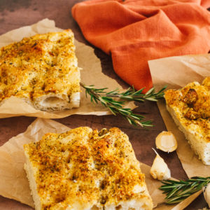 Italian Herb, Garlic, & Vegan Parmesan Focaccia Bread