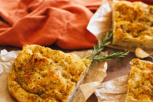 Italian Herb, Garlic, & Vegan Parmesan Focaccia Bread
