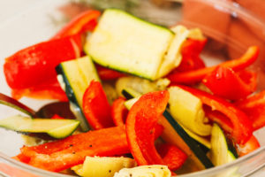 Roasted Vegetable Sandwich with Rosemary Garlic White Bean Spread on Focaccia