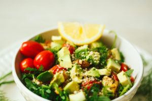 Arugula, Cherry Tomato, and Sautéed Zucchini Quinoa Salad