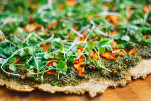 Carrot Top Pesto Pizza on Spelt Crust