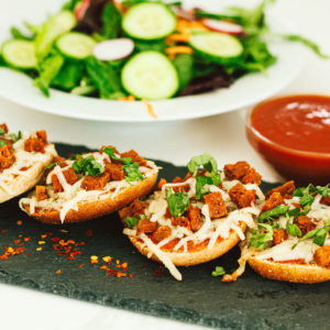 Whole Wheat Vegan Pepperoni Pizza Bagels