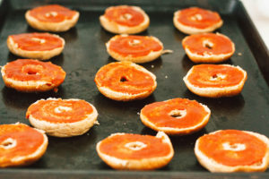 Whole Wheat Vegan Pepperoni Pizza Bagels