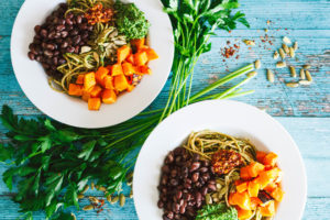 Roasted Butternut and Black Bean Chimichurri Bowl