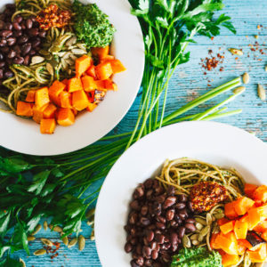 Roasted Butternut and Black Bean Chimichurri Bowl