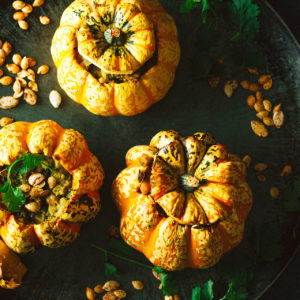Chickpea Curry Stuffed Pumpkins