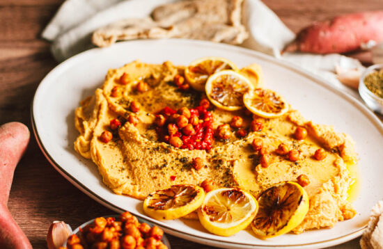 Sweet Potato Hummus with Harissa